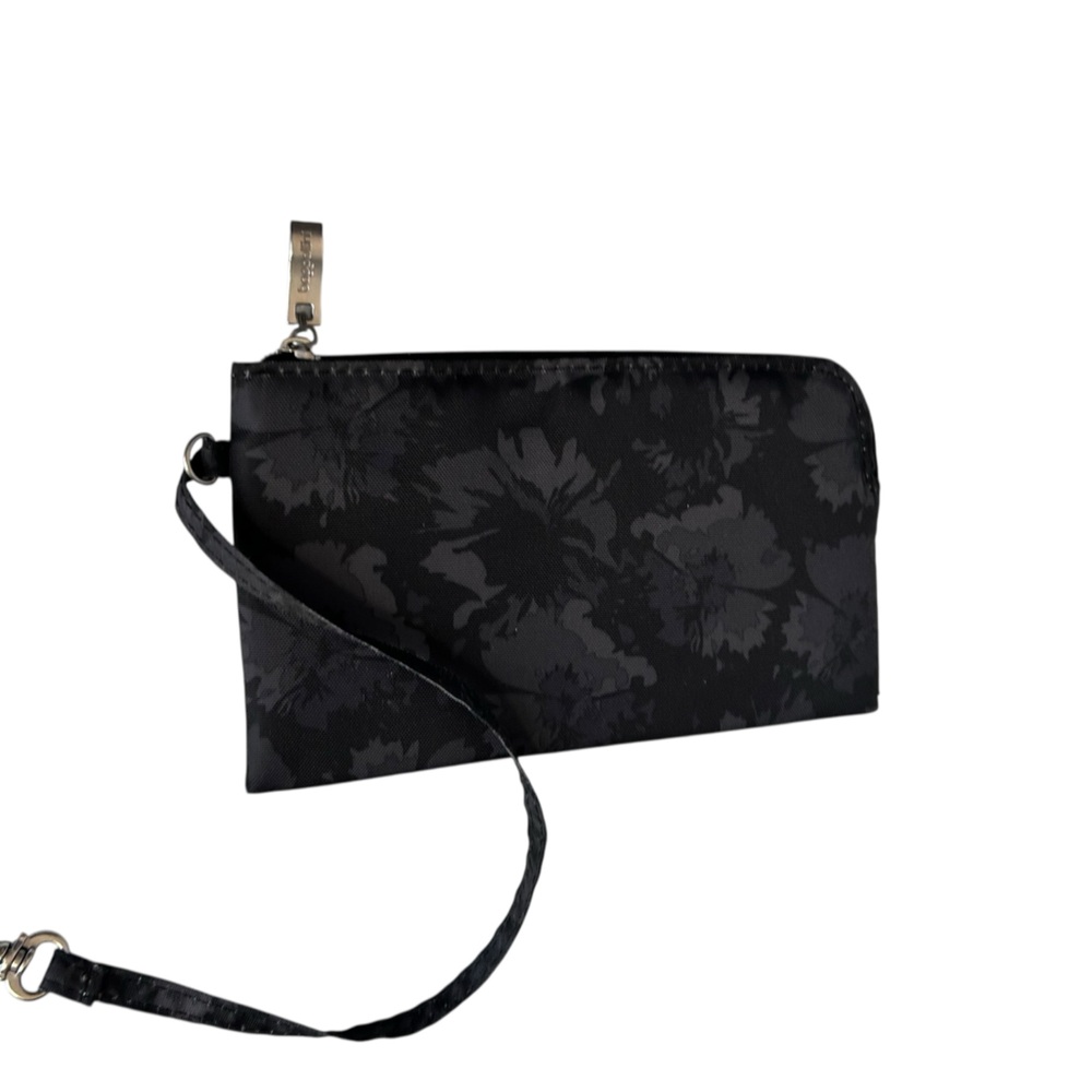 Baggallini Crossbody Bag And Wallet Pouch Set Black And Gray Floral Travel Purse - Picture 9 of 14